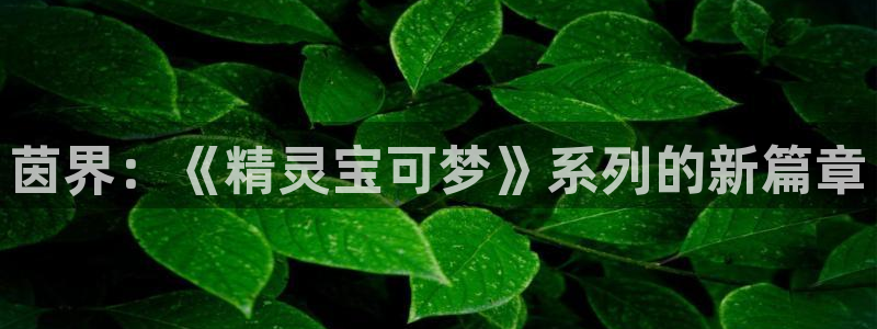 奇亿娱乐是什么：茵界：《精灵宝可梦》系列的新篇章
